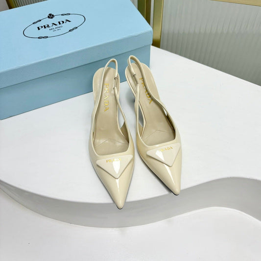 PRA PATENT LEATHER SLINGBACK PUMPS 50 CREAMY WHITE - 35