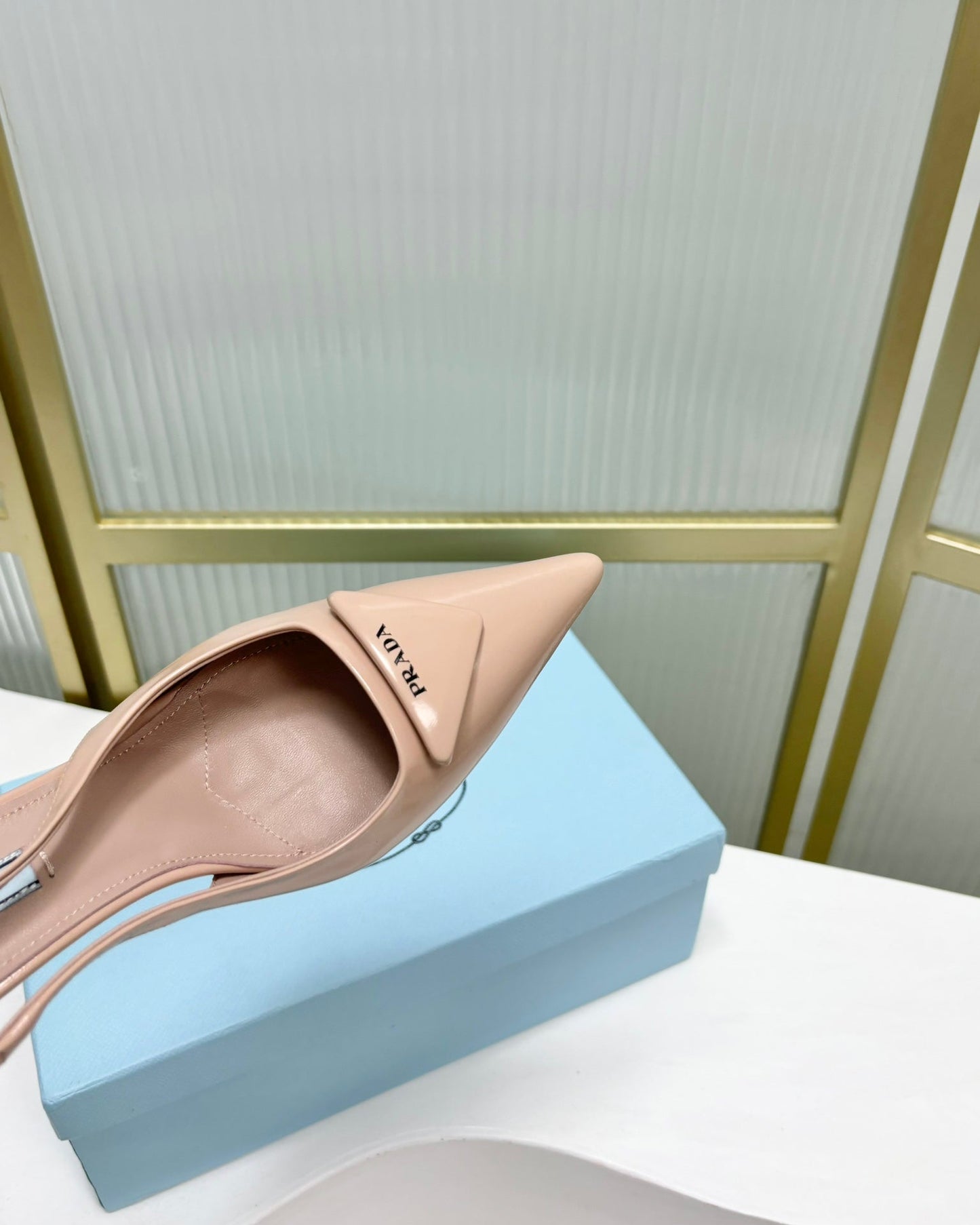 PRA PATENT LEATHER SLINGBACK PUMPS 75 PINK NUDE - 35