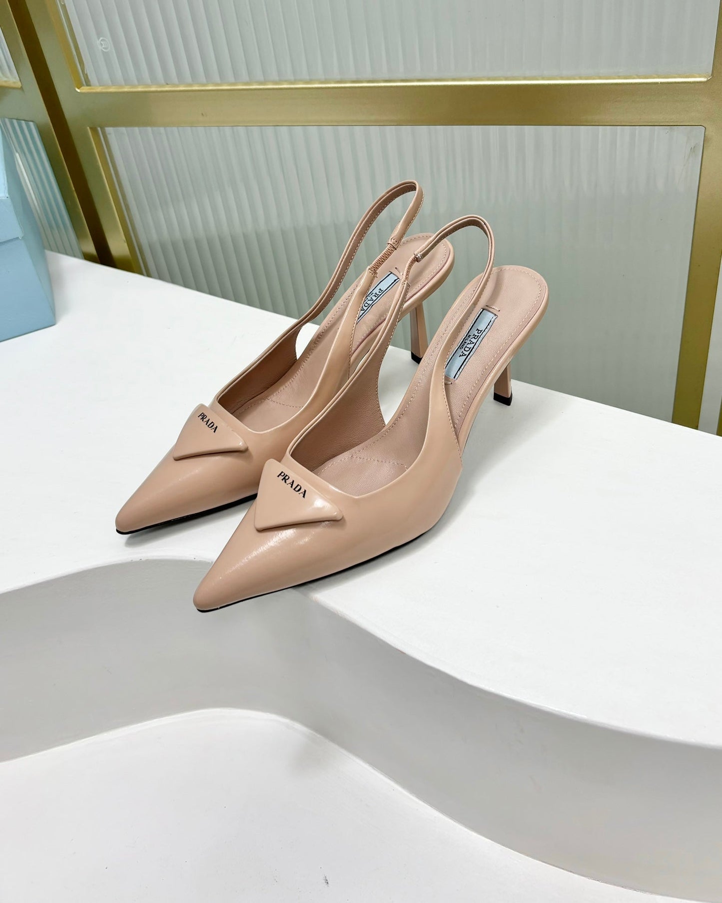 PRA PATENT LEATHER SLINGBACK PUMPS 75 PINK NUDE - 35
