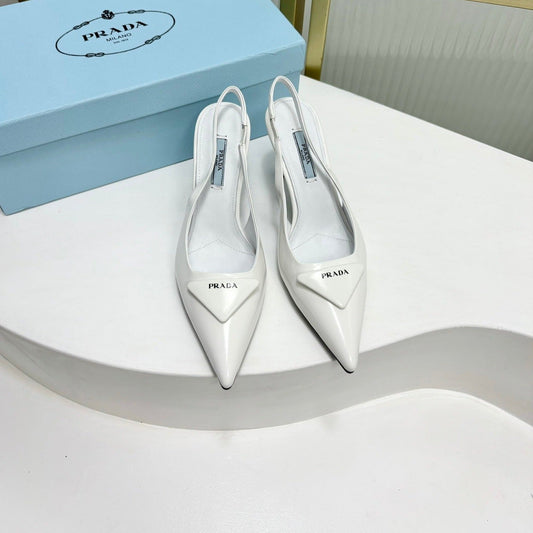 PRA PATENT LEATHER SLINGBACK PUMPS 75 WHITE - 35