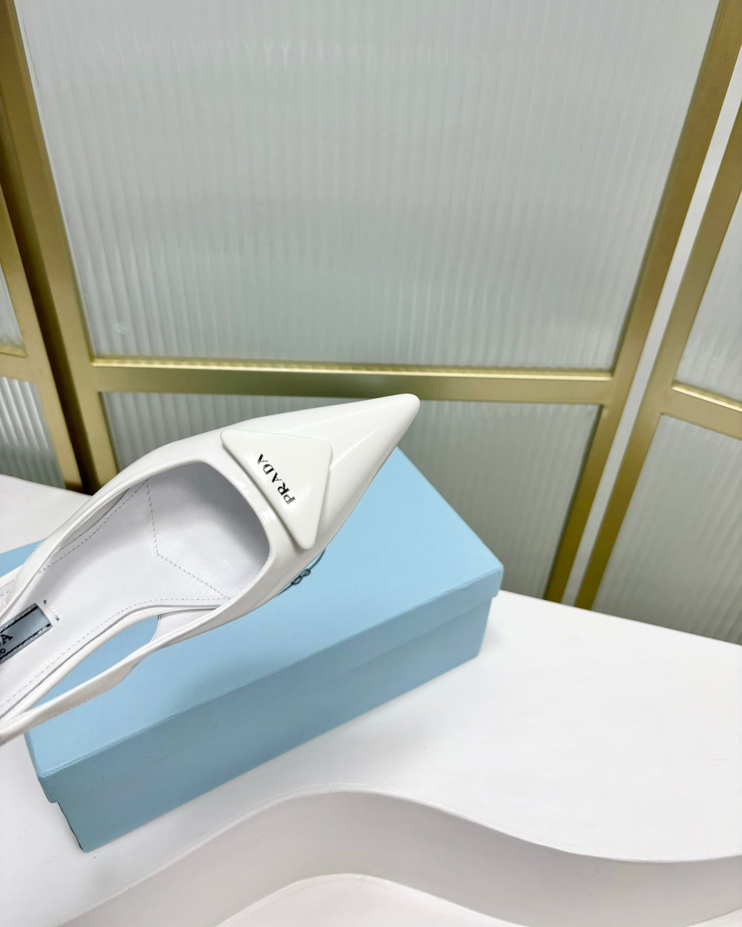 PRA PATENT LEATHER SLINGBACK PUMPS 75 WHITE - 35