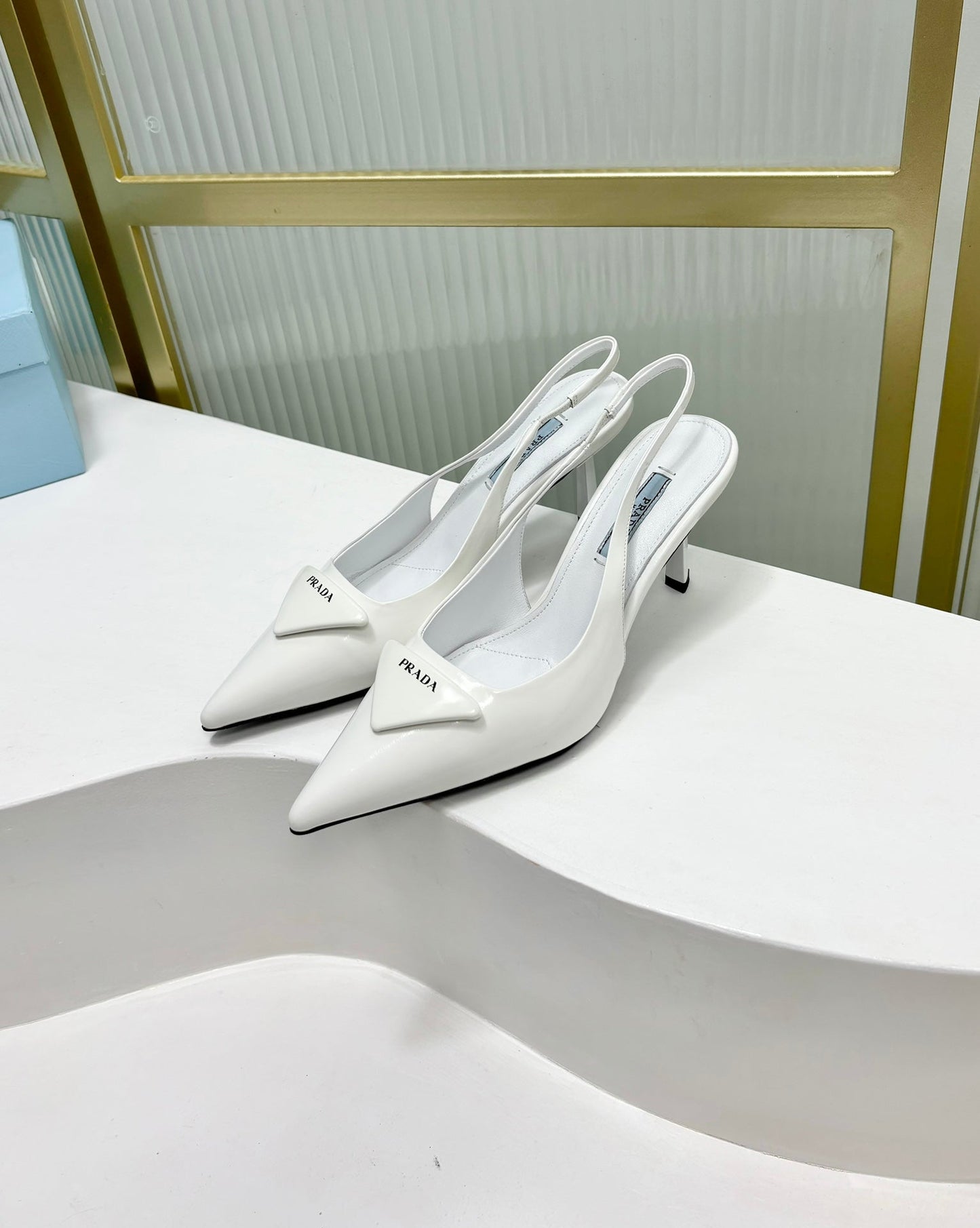 PRA PATENT LEATHER SLINGBACK PUMPS 75 WHITE - 35