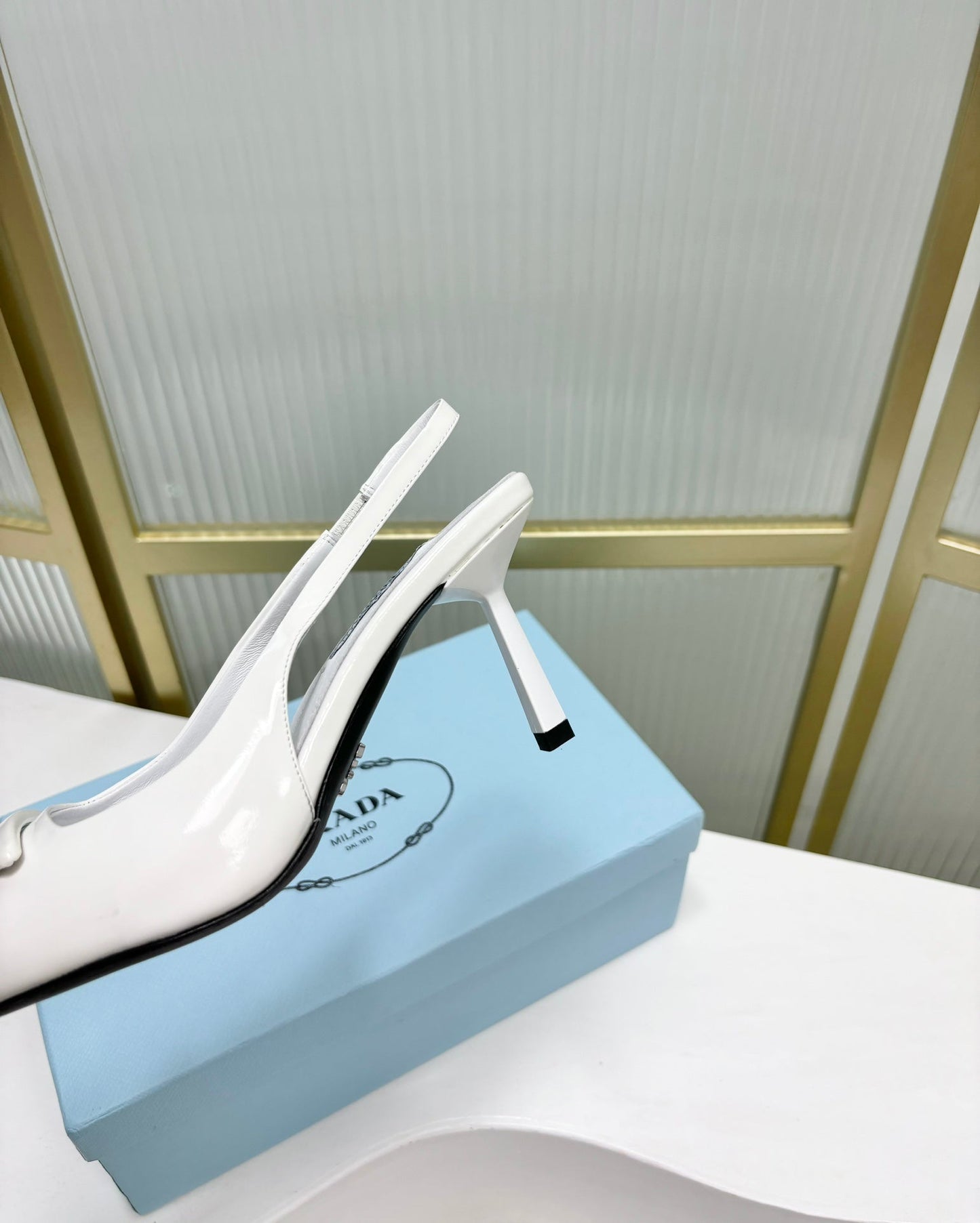 PRA PATENT LEATHER SLINGBACK PUMPS 75 WHITE - 35