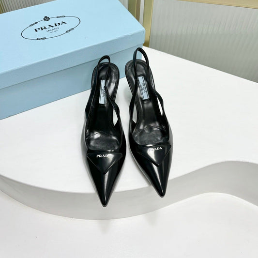 PRA PATENT LEATHER SLINGBACK PUMPS 75 BLACK - 35
