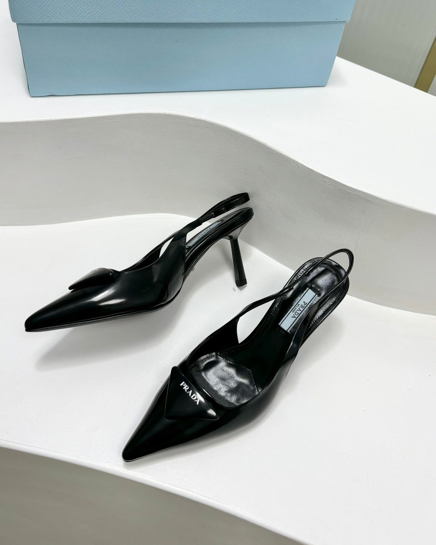PRA PATENT LEATHER SLINGBACK PUMPS 75 BLACK - 35