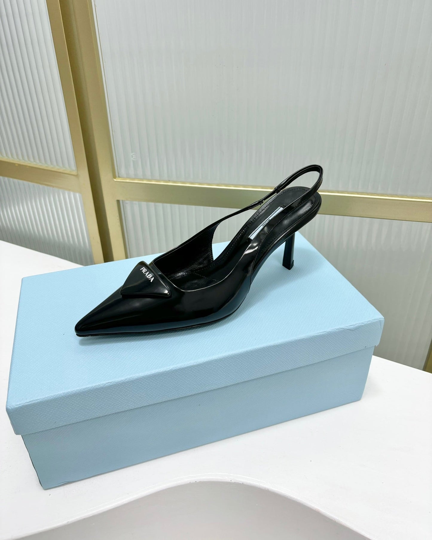 PRA PATENT LEATHER SLINGBACK PUMPS 75 BLACK - 35