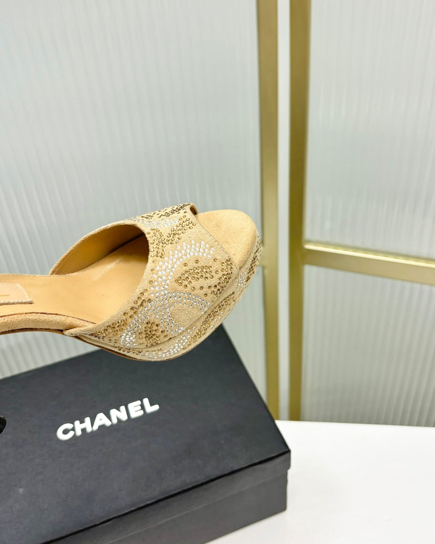 HIGH HEELS ONE STRAP IN BEIGE CREAM GOATSKIN - 35