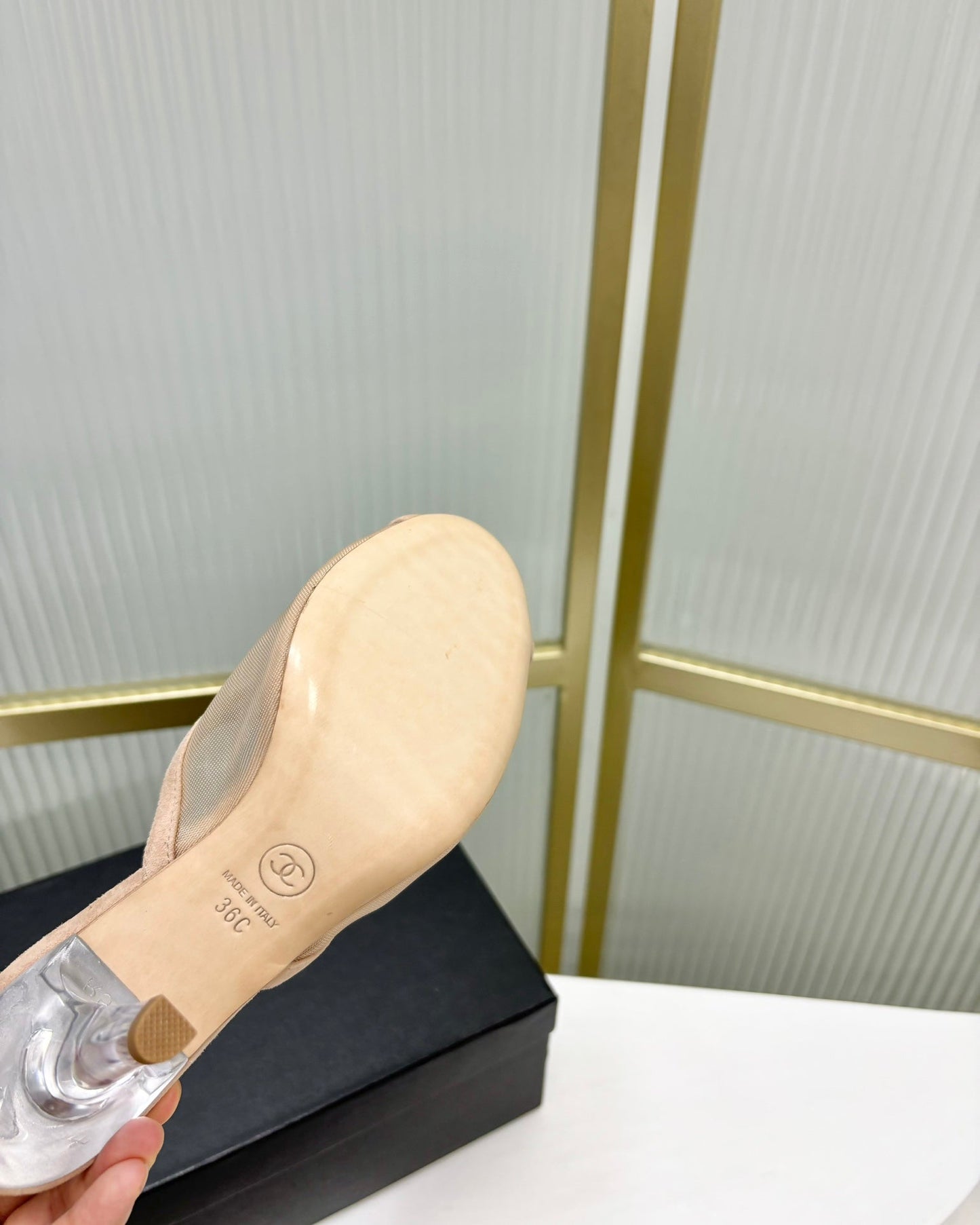 HIGH HEEL PEEP TOE IN BEIGE CREAM BREATHABLE MESH - 35