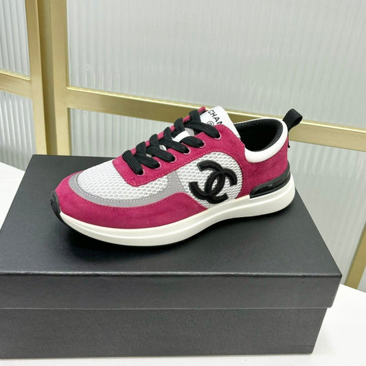 SNEAKER IN BARBIE PINK SUEDE AND GREY BREATHABLE MESH - 35