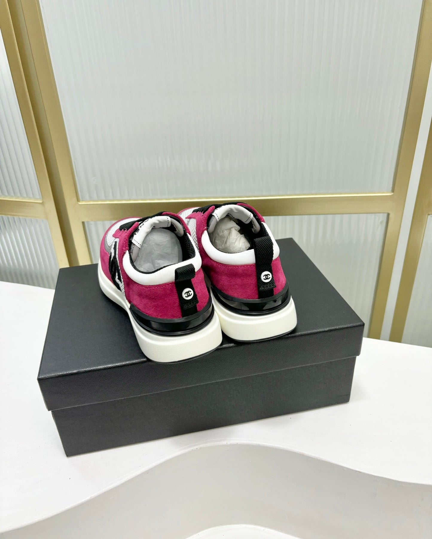SNEAKER IN BARBIE PINK SUEDE AND GREY BREATHABLE MESH - 35