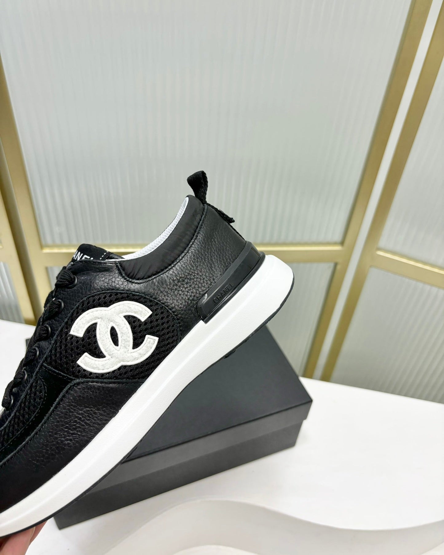 SNEAKER IN BLACK SUEDE WITH WHITE LOGO - 35