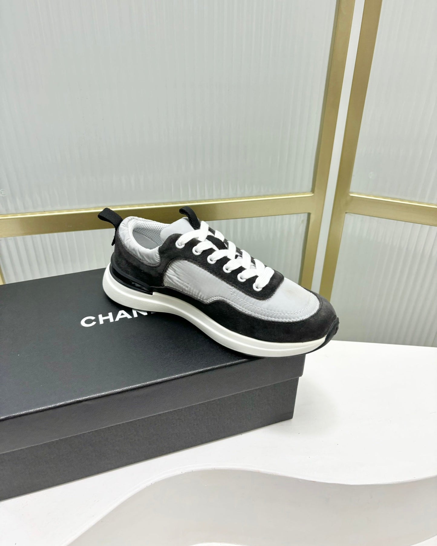 SNEAKER IN BLACK MIX GREY SUEDE - 35