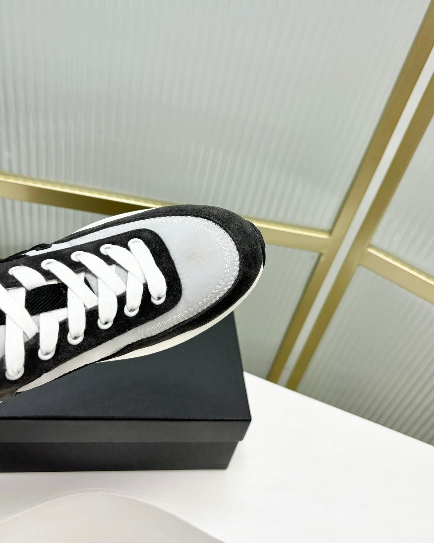SNEAKER IN BLACK MIX GREY SUEDE - 35