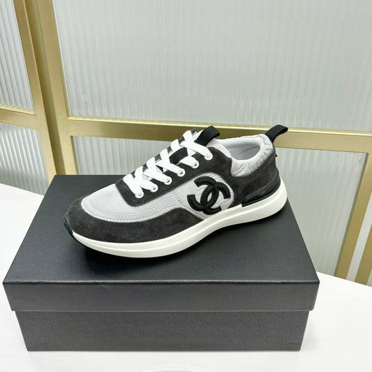 SNEAKER IN BLACK MIX GREY SUEDE - 35
