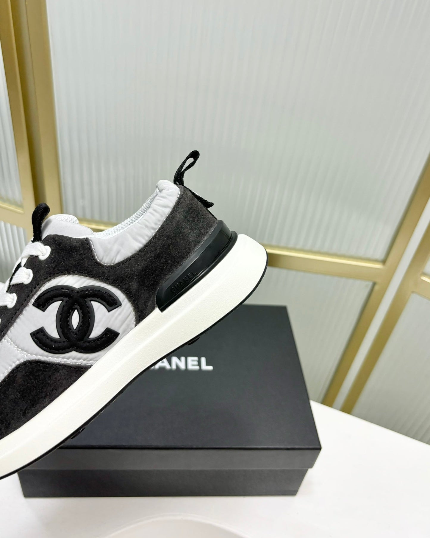SNEAKER IN BLACK MIX GREY SUEDE - 35
