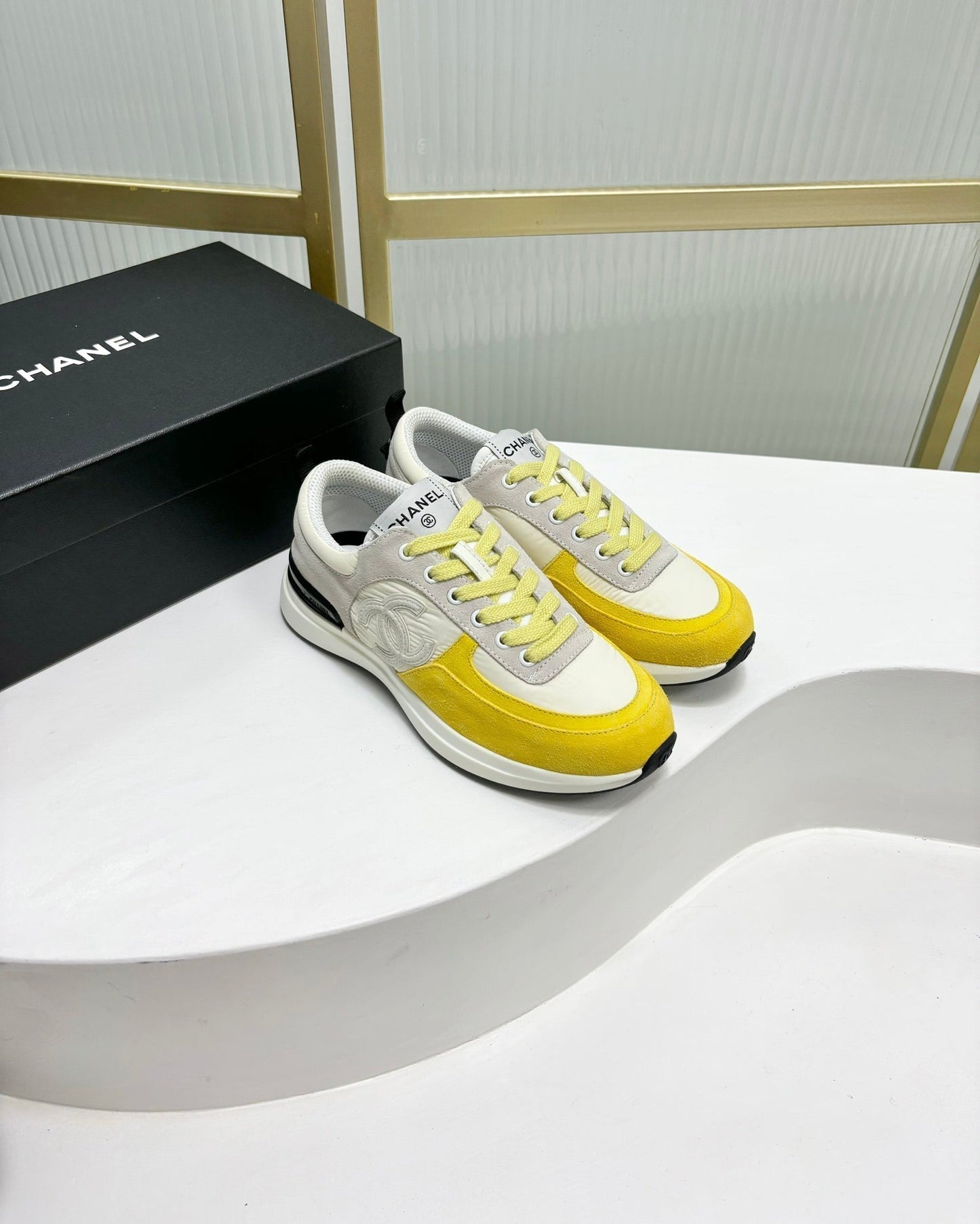 SNEAKER IN LIGHT YELLOW MIX GREY SUEDE - 35