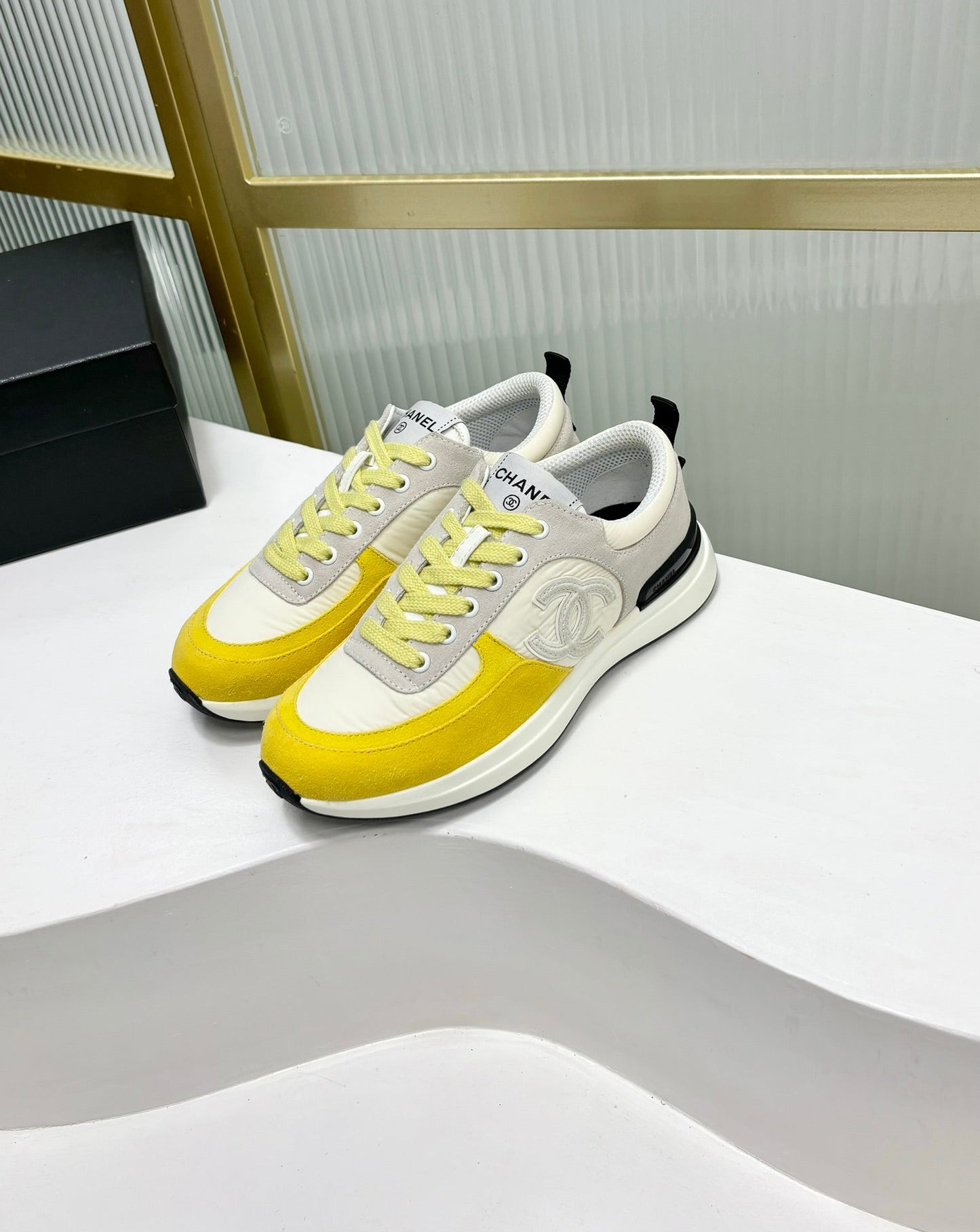 SNEAKER IN LIGHT YELLOW MIX GREY SUEDE - 35