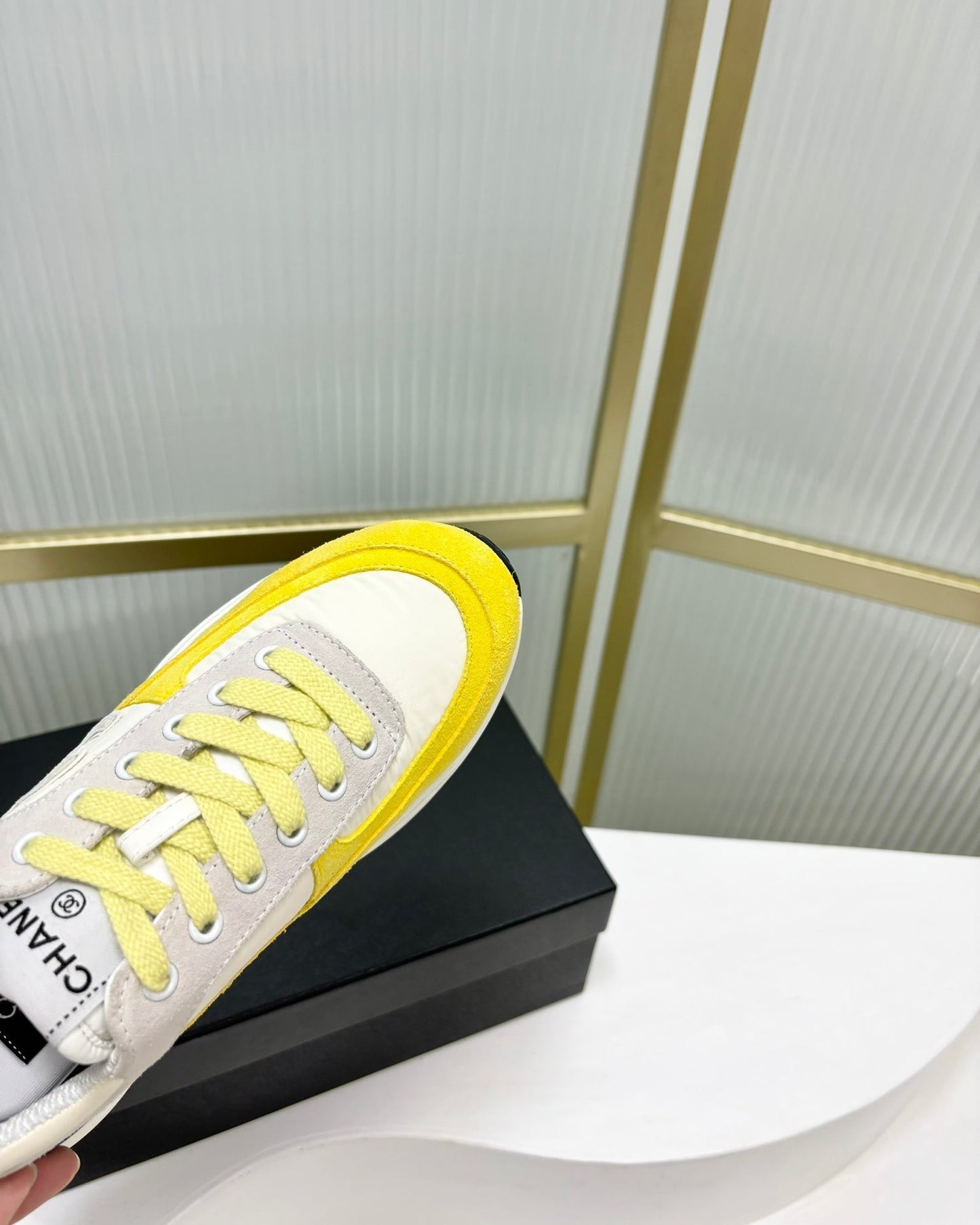 SNEAKER IN LIGHT YELLOW MIX GREY SUEDE - 35