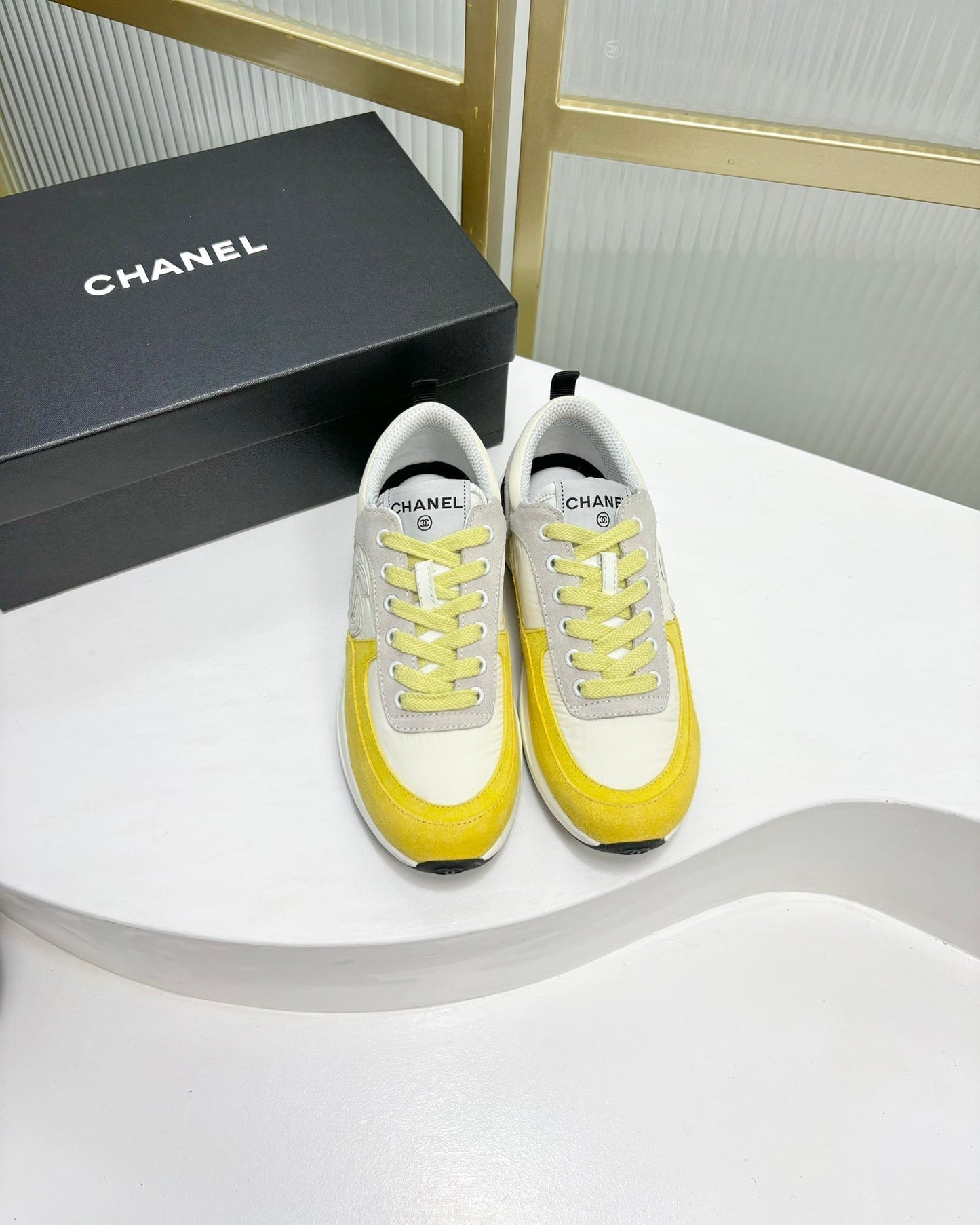 SNEAKER IN LIGHT YELLOW MIX GREY SUEDE - 35