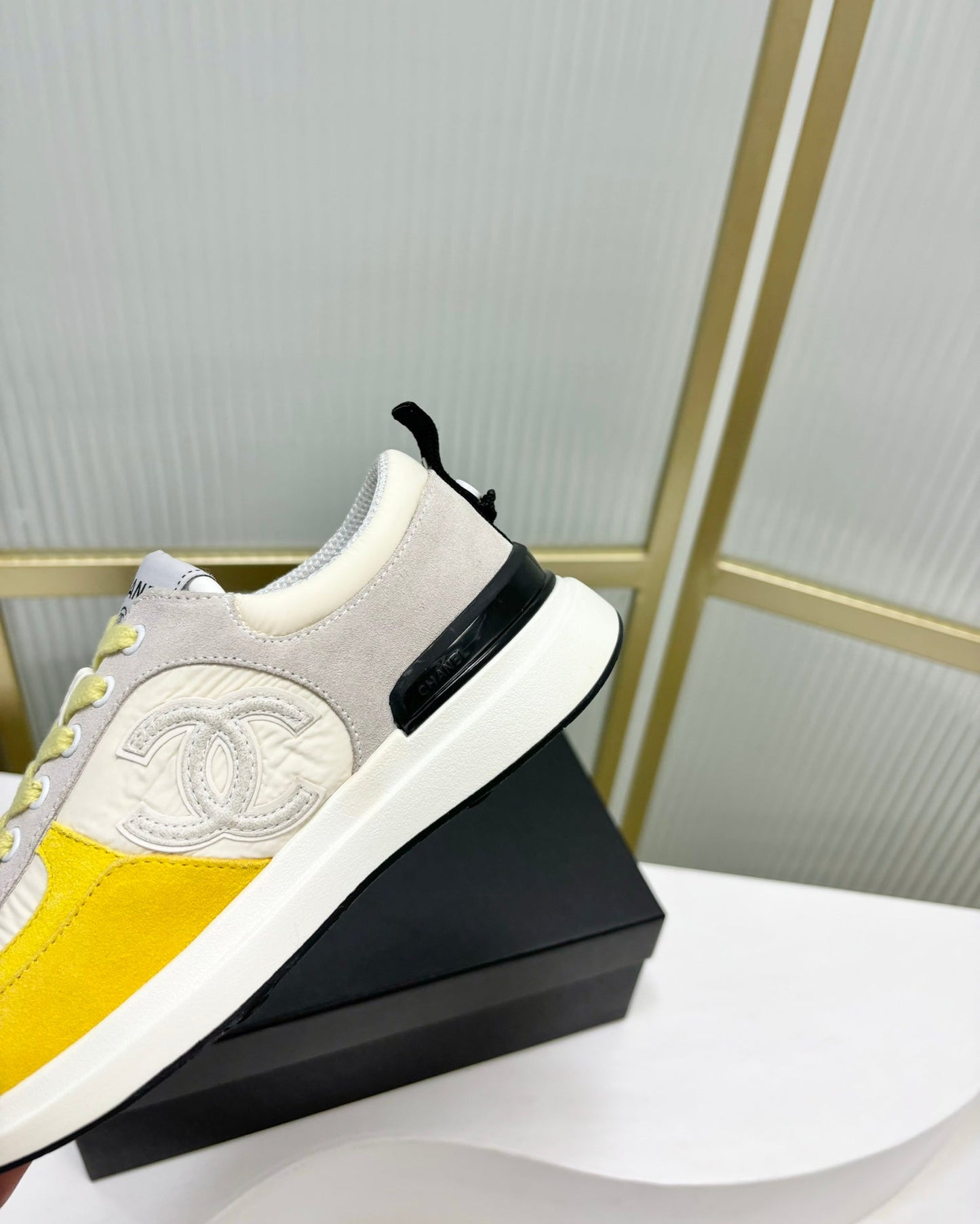 SNEAKER IN LIGHT YELLOW MIX GREY SUEDE - 35