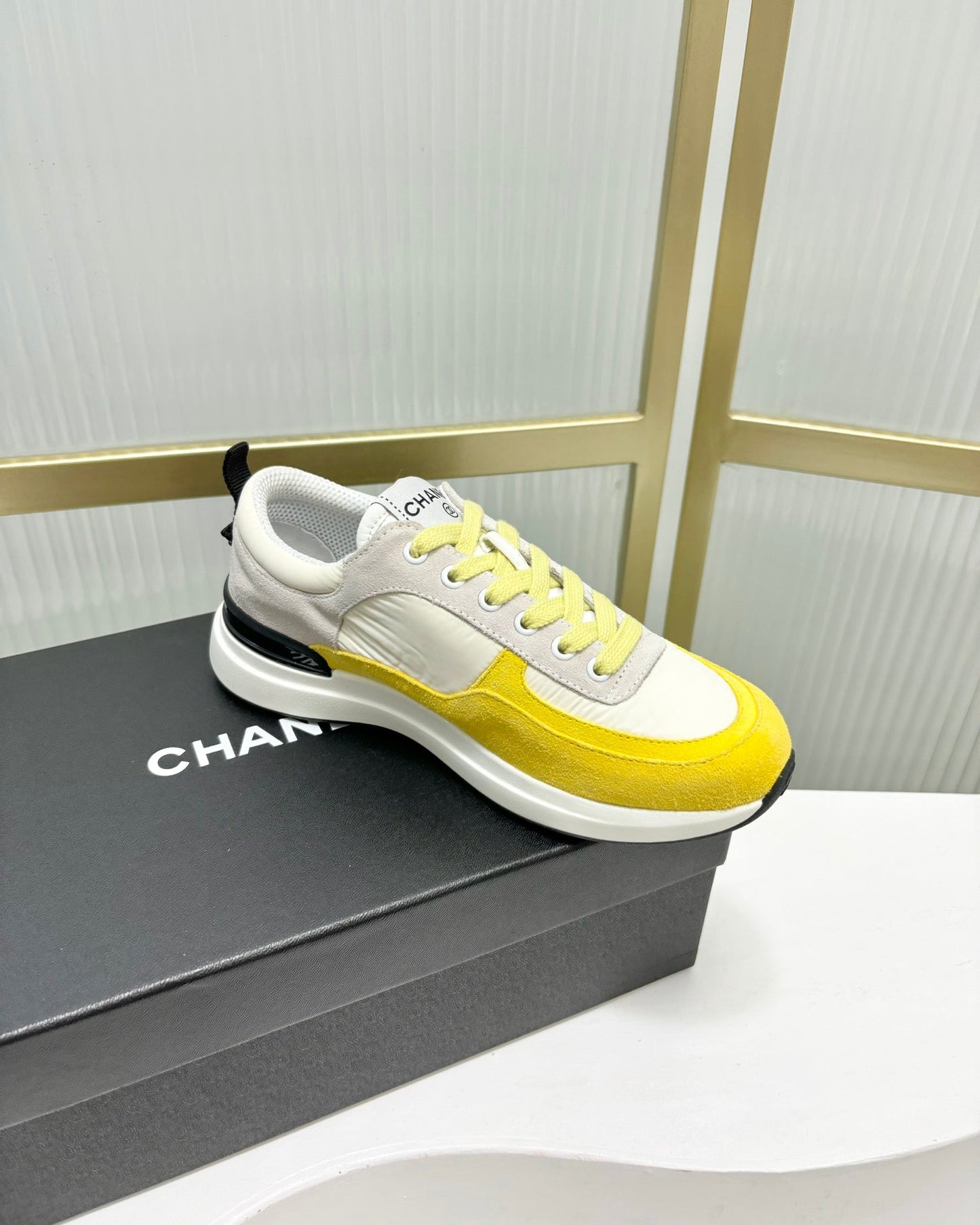 SNEAKER IN LIGHT YELLOW MIX GREY SUEDE - 35