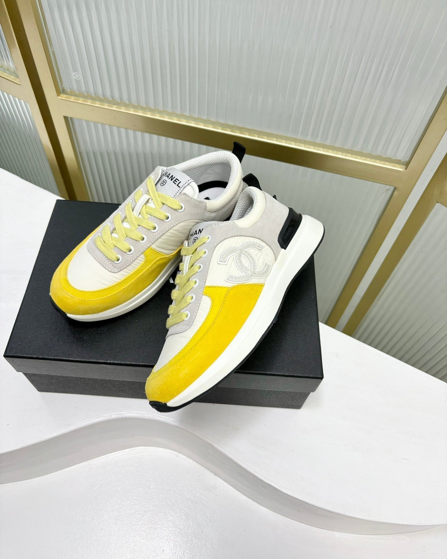 SNEAKER IN LIGHT YELLOW MIX GREY SUEDE - 35