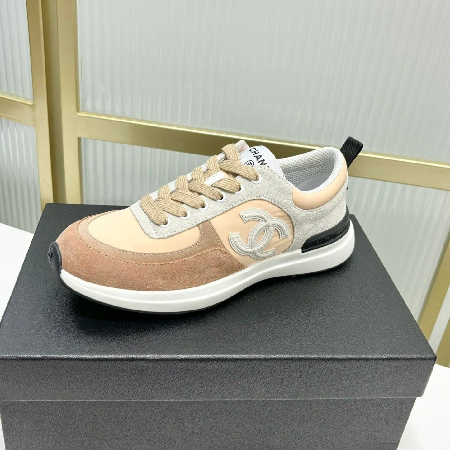 SNEAKER IN CAMEL BROWN MIX BISQUE CREAM SUEDE - 35