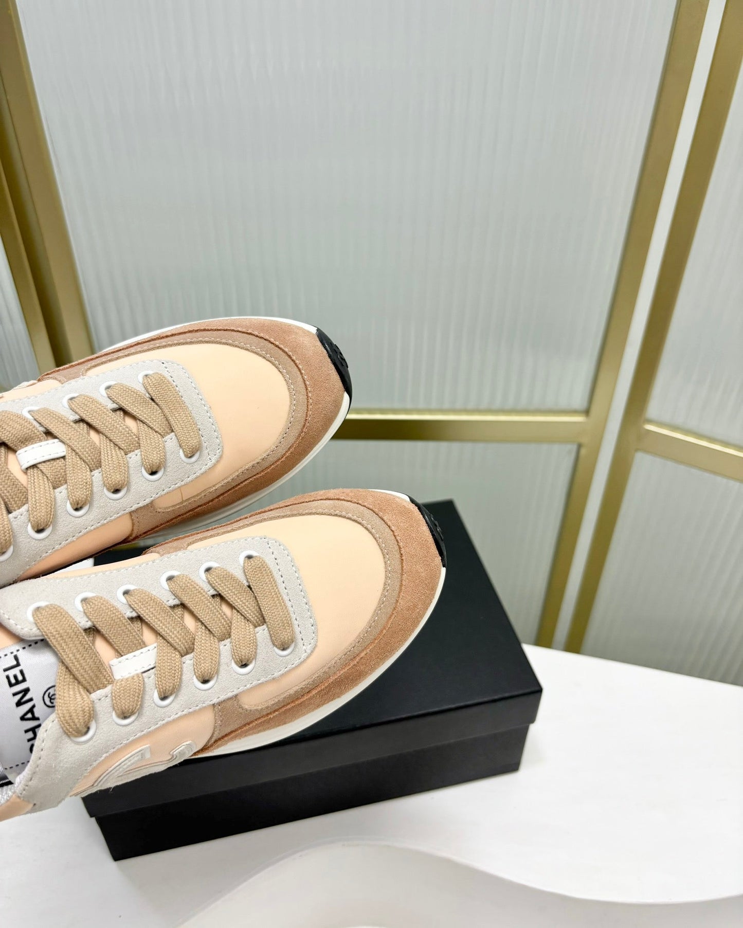 SNEAKER IN CAMEL BROWN MIX BISQUE CREAM SUEDE - 35