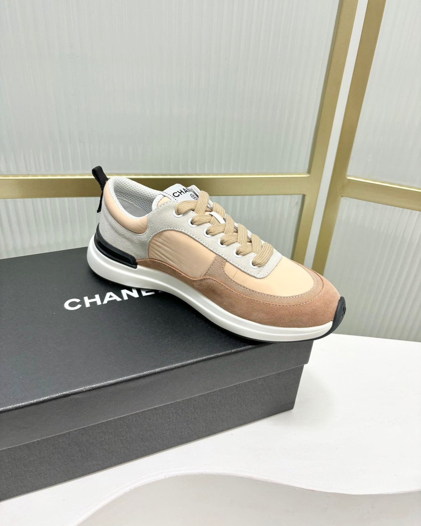 SNEAKER IN CAMEL BROWN MIX BISQUE CREAM SUEDE - 35