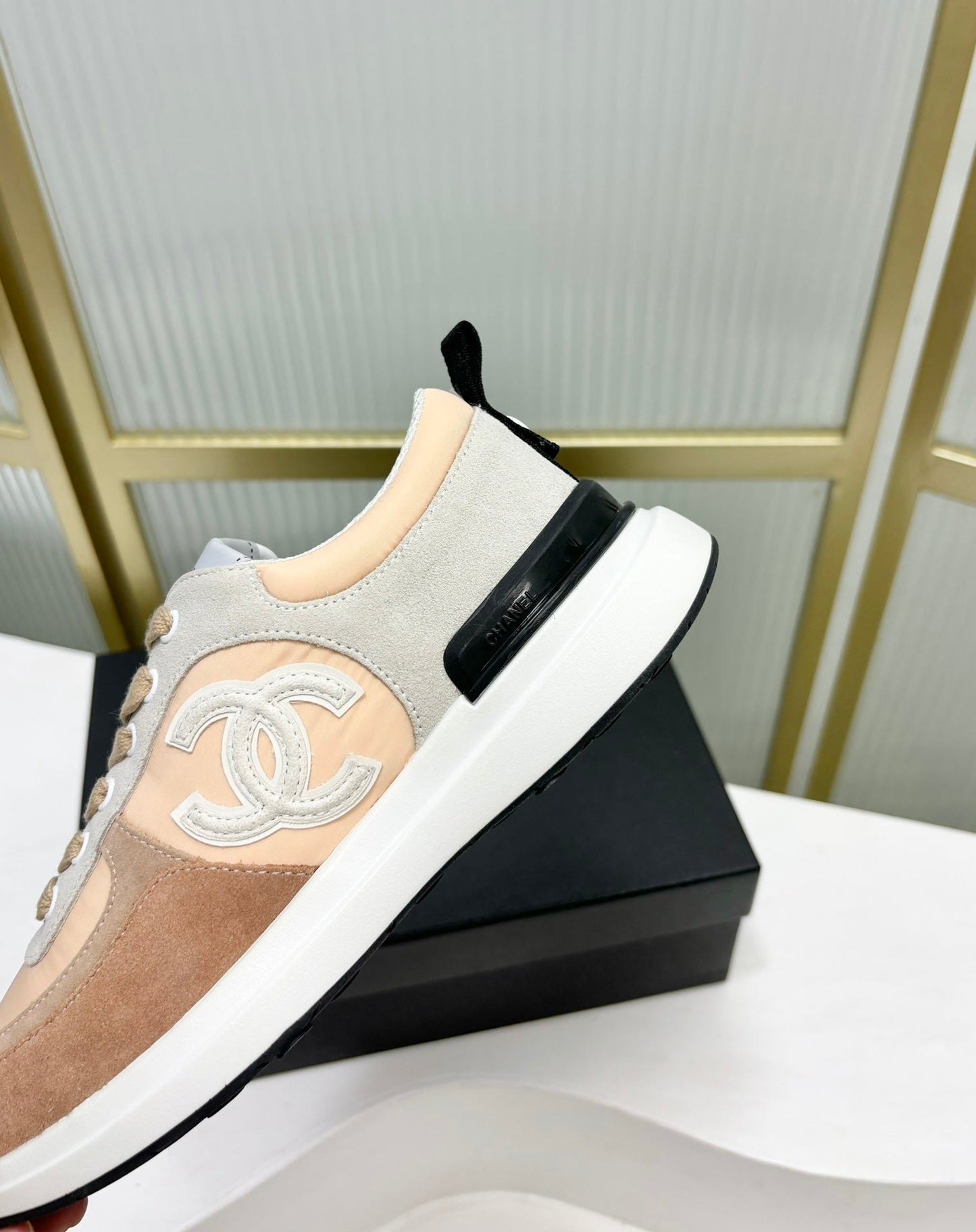 SNEAKER IN CAMEL BROWN MIX BISQUE CREAM SUEDE - 35