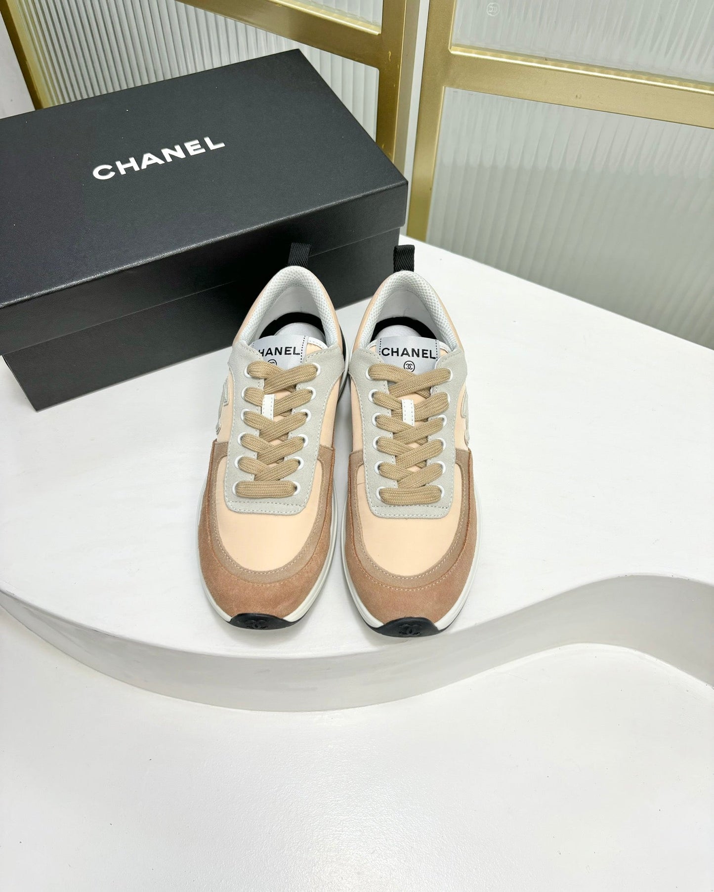 SNEAKER IN CAMEL BROWN MIX BISQUE CREAM SUEDE - 35