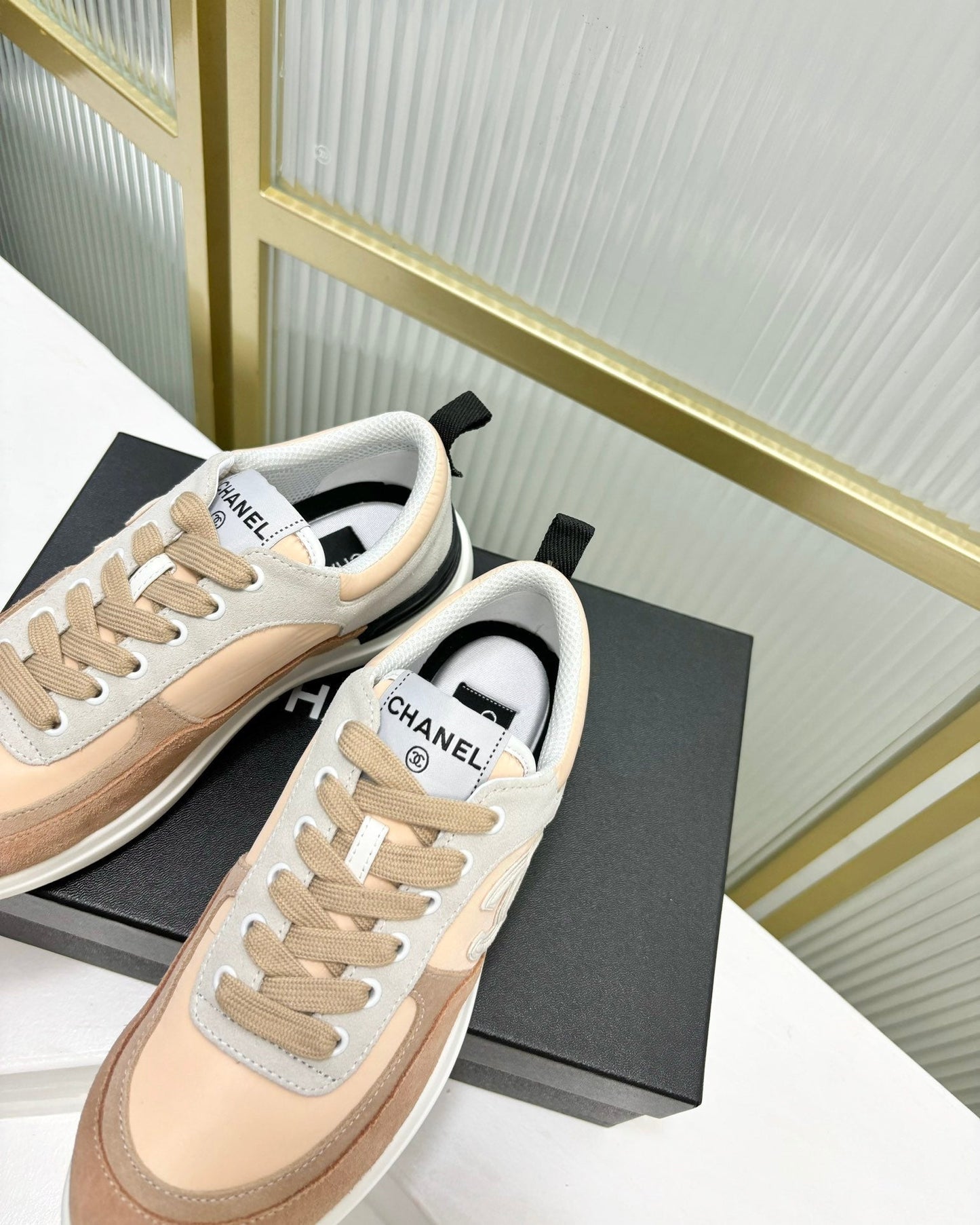 SNEAKER IN CAMEL BROWN MIX BISQUE CREAM SUEDE - 35