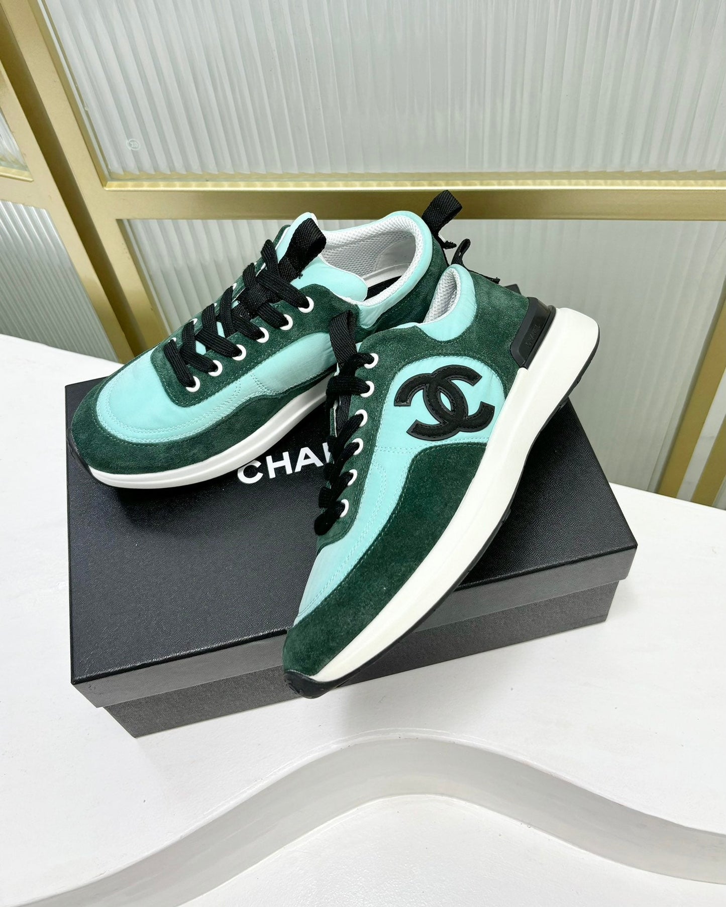 SNEAKER IN GREEN MINT MIX FOREST GREEN SUEDE - 35