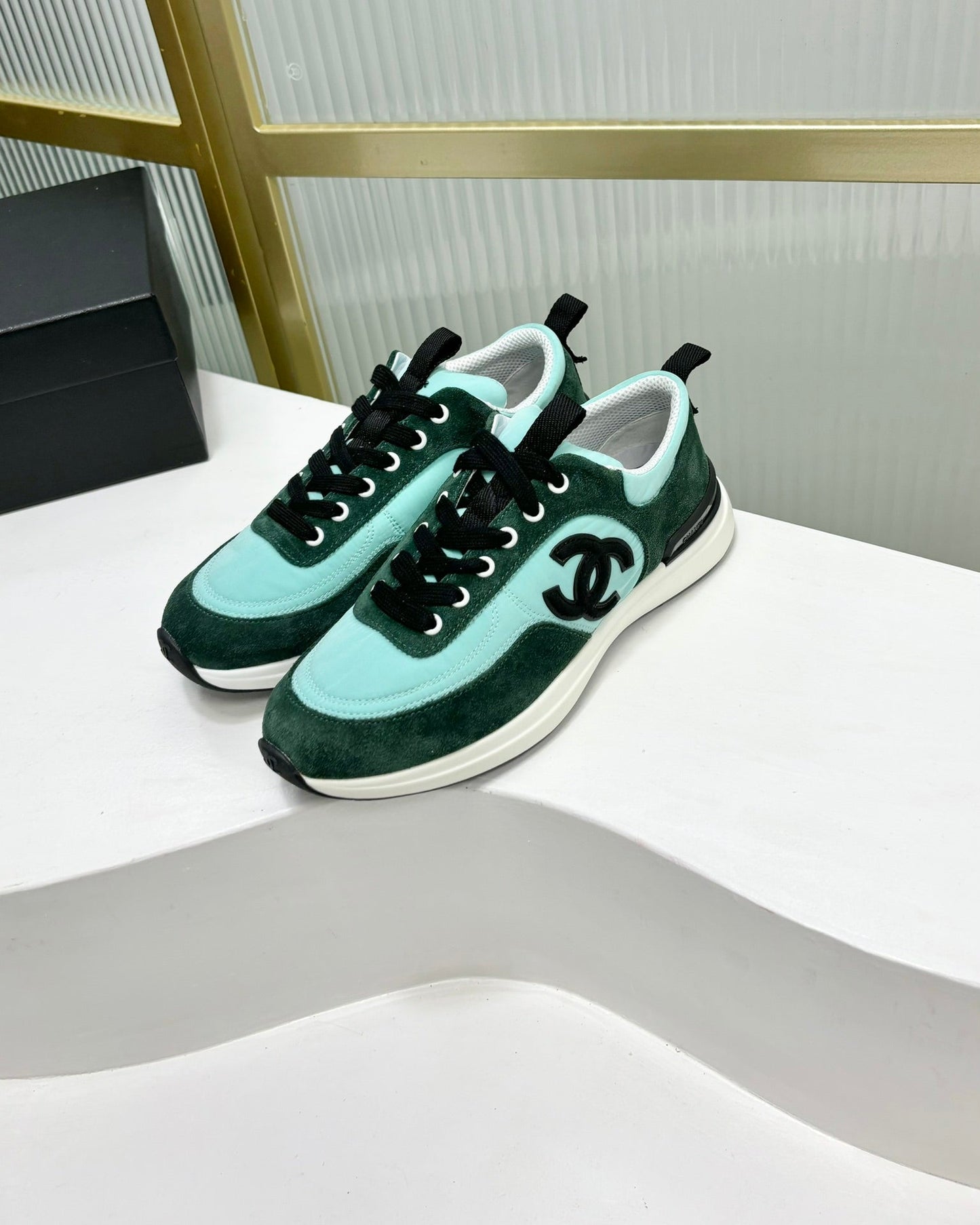 SNEAKER IN GREEN MINT MIX FOREST GREEN SUEDE - 35
