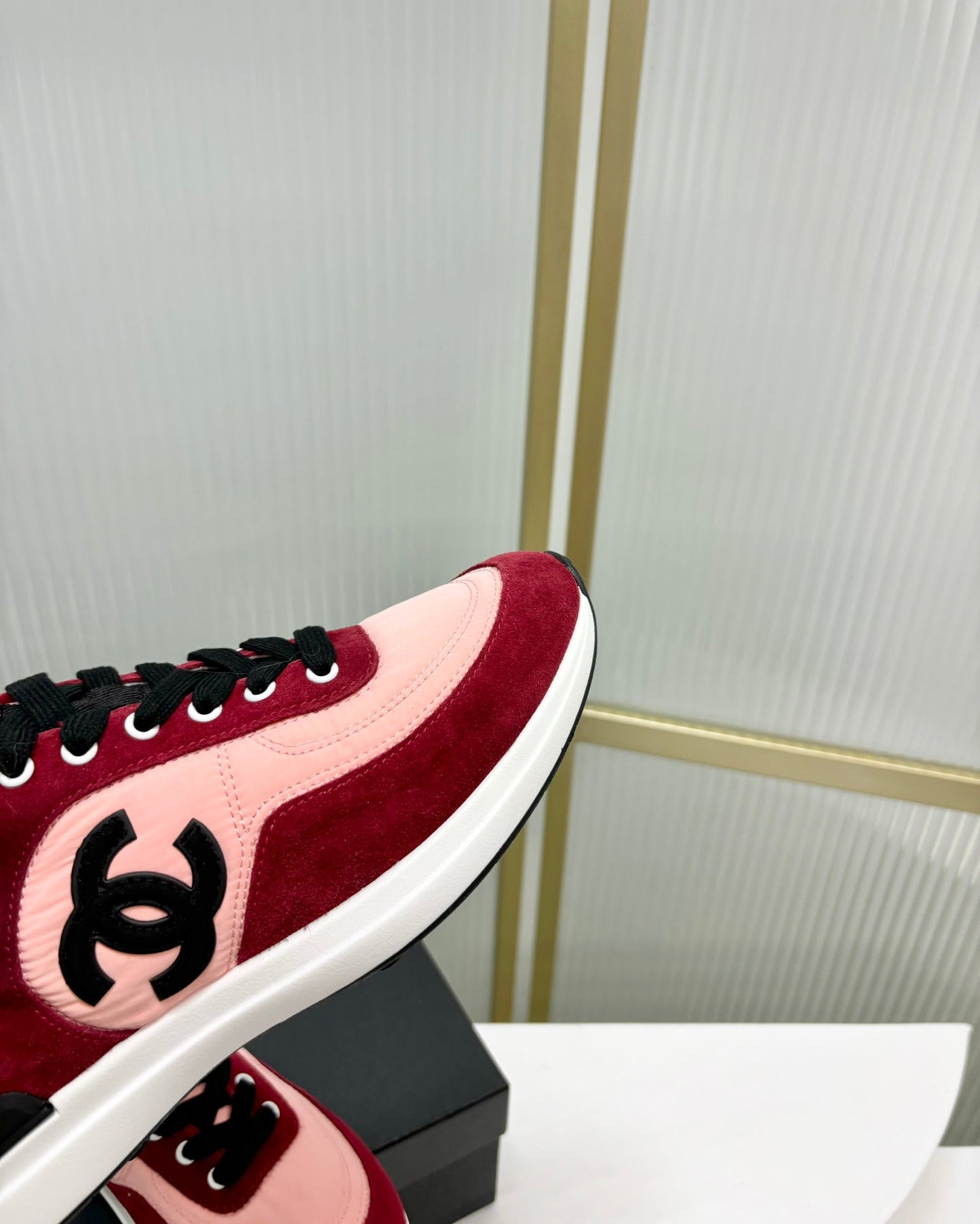 SNEAKER IN LIGHT PINK MIX CHERRY RED SUEDE - 35