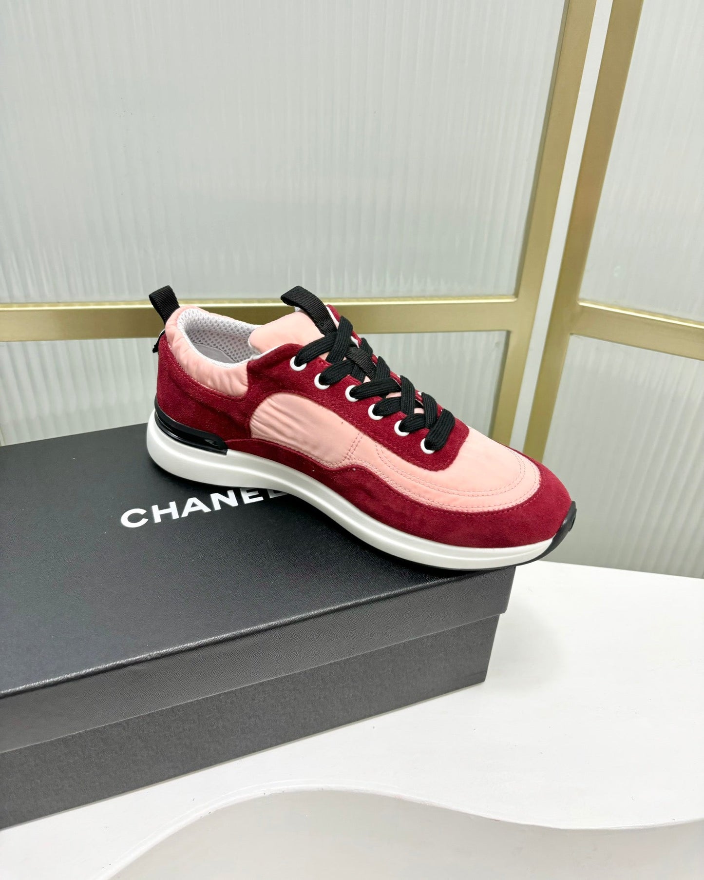 SNEAKER IN LIGHT PINK MIX CHERRY RED SUEDE - 35
