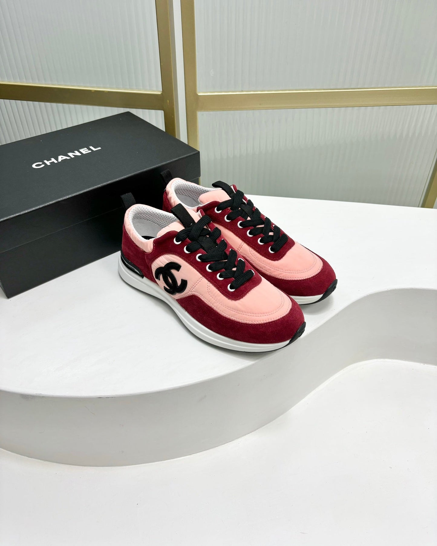 SNEAKER IN LIGHT PINK MIX CHERRY RED SUEDE - 35
