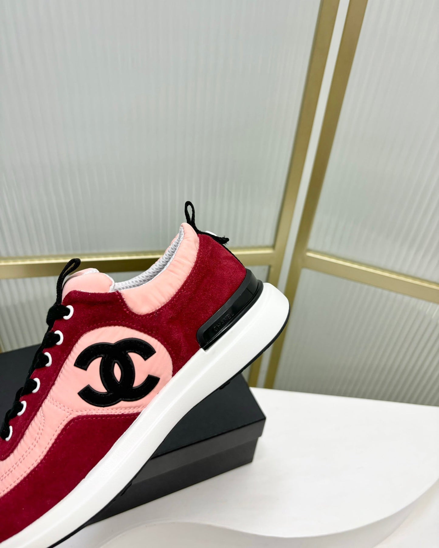 SNEAKER IN LIGHT PINK MIX CHERRY RED SUEDE - 35