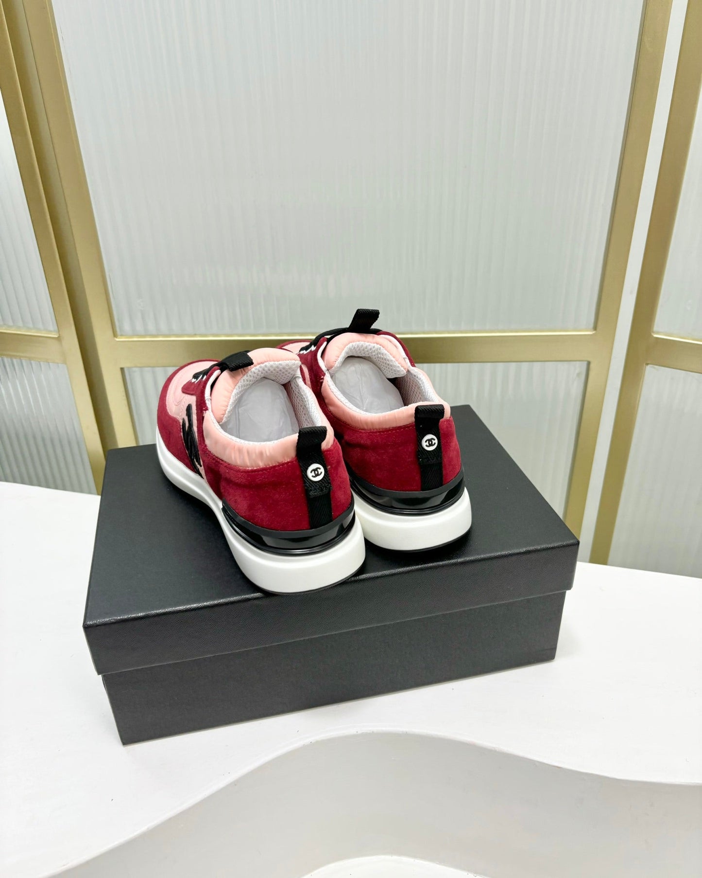 SNEAKER IN LIGHT PINK MIX CHERRY RED SUEDE - 35