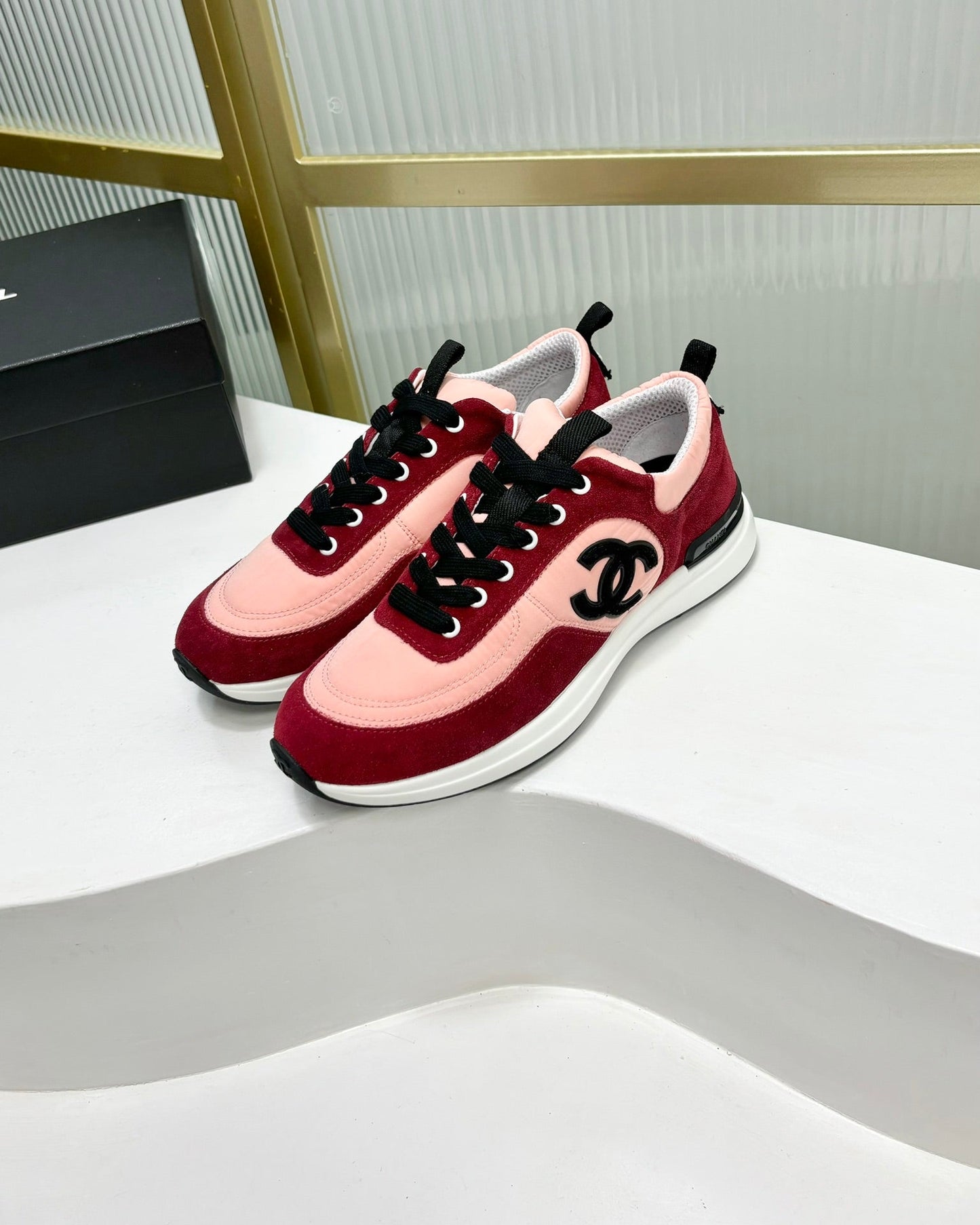SNEAKER IN LIGHT PINK MIX CHERRY RED SUEDE - 35