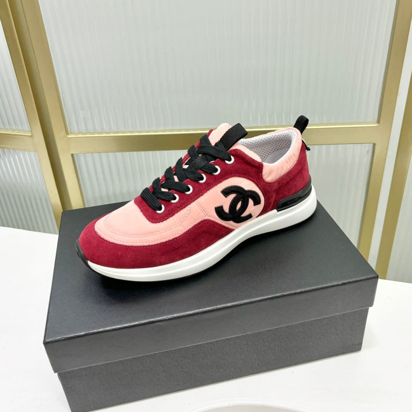 SNEAKER IN LIGHT PINK MIX CHERRY RED SUEDE - 35