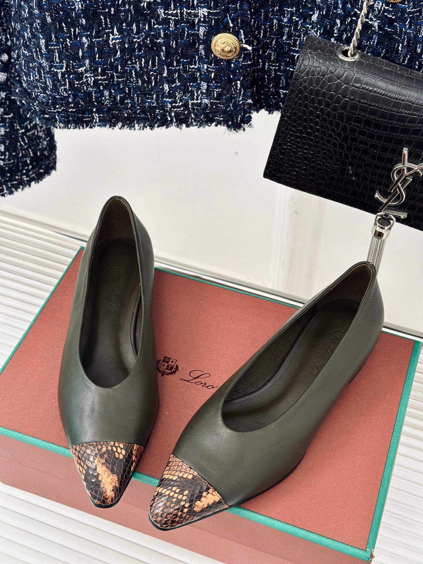 LP REBECCA BALLET FLATS CHARCOAL WAXED LEATHER - 35