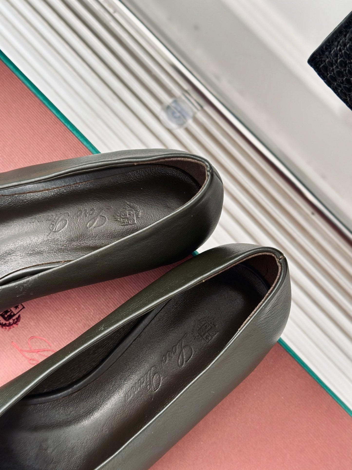 LP REBECCA BALLET FLATS CHARCOAL WAXED LEATHER - 35