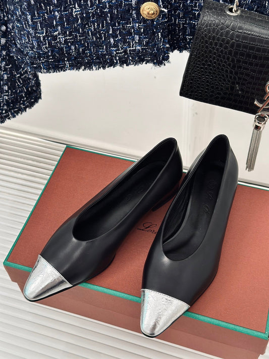 LP REBECCA BALLET FLATS BLACK WAXED LEATHER - 35