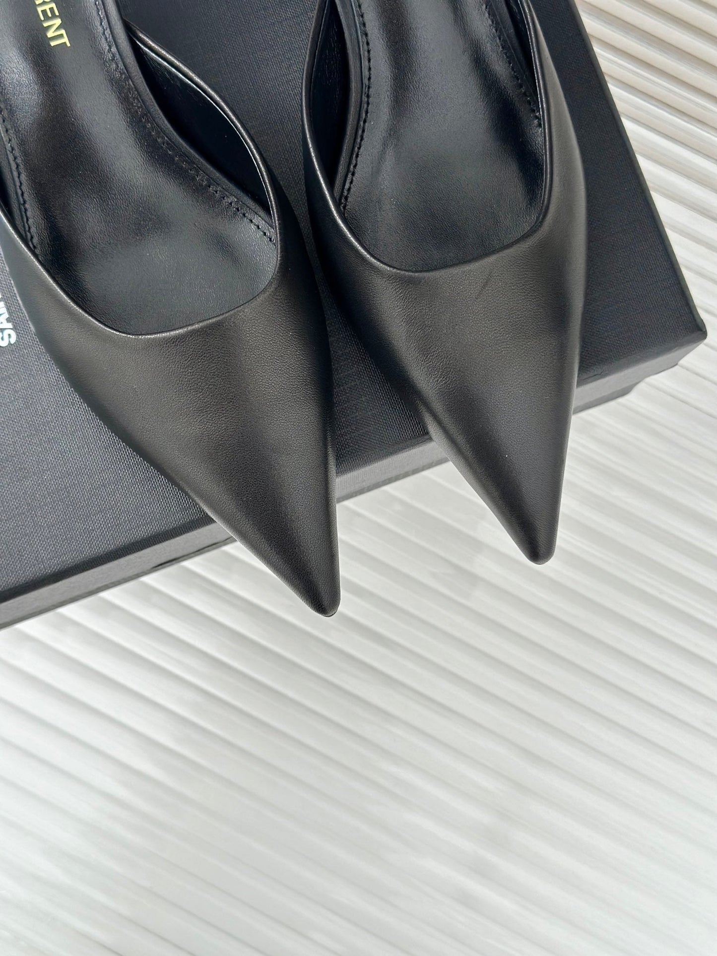 SL BARBARA MULES 55 BLACK CALFSKIN - 34