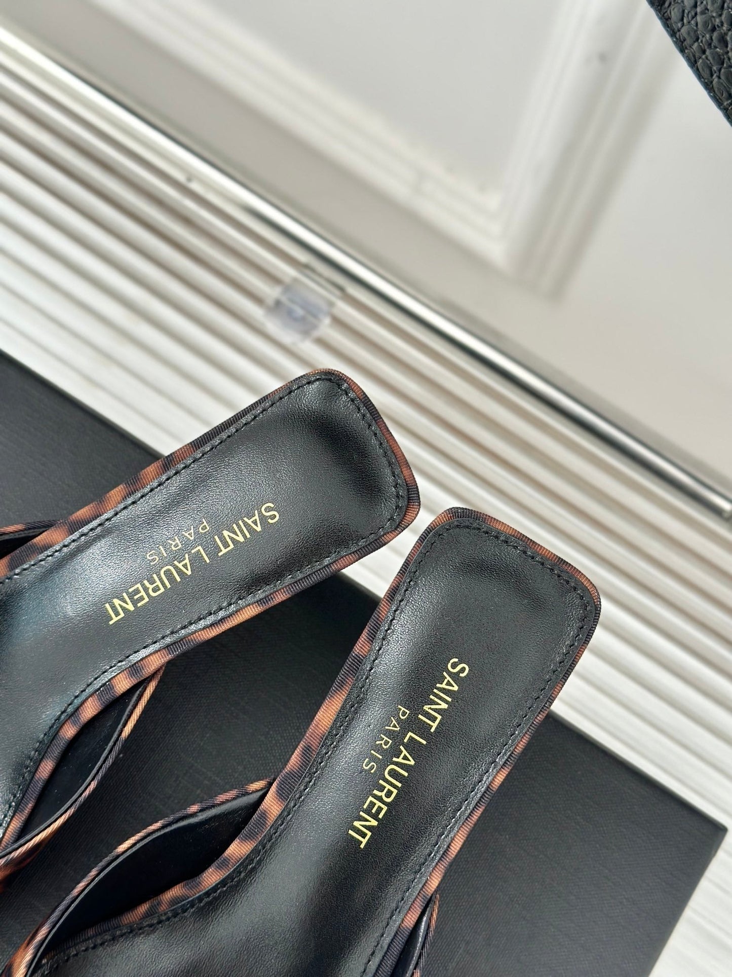 SL BARBARA MULES 55 LEOPARD MOTIF SATIN - 34