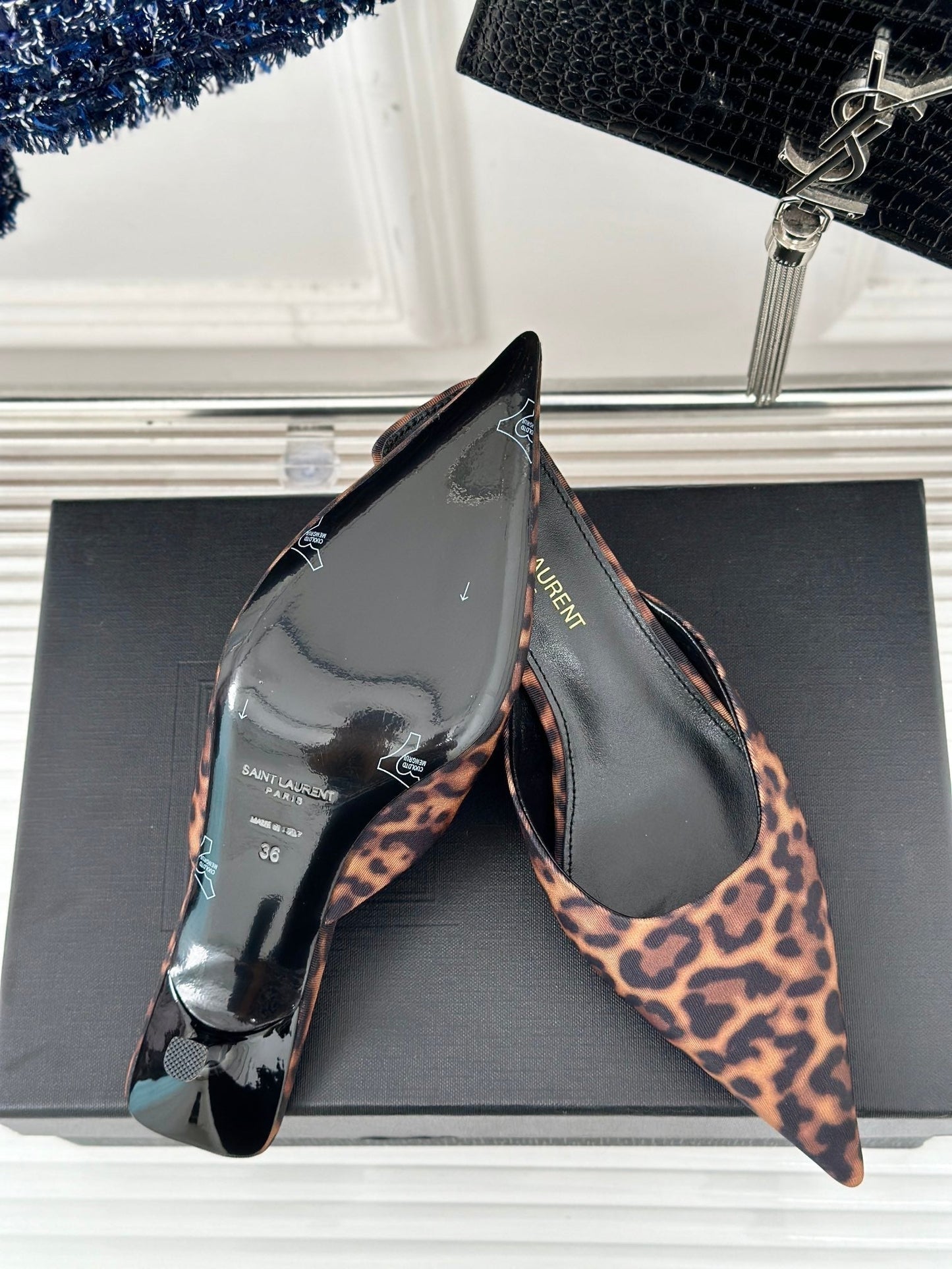 SL BARBARA MULES 55 LEOPARD MOTIF SATIN - 34