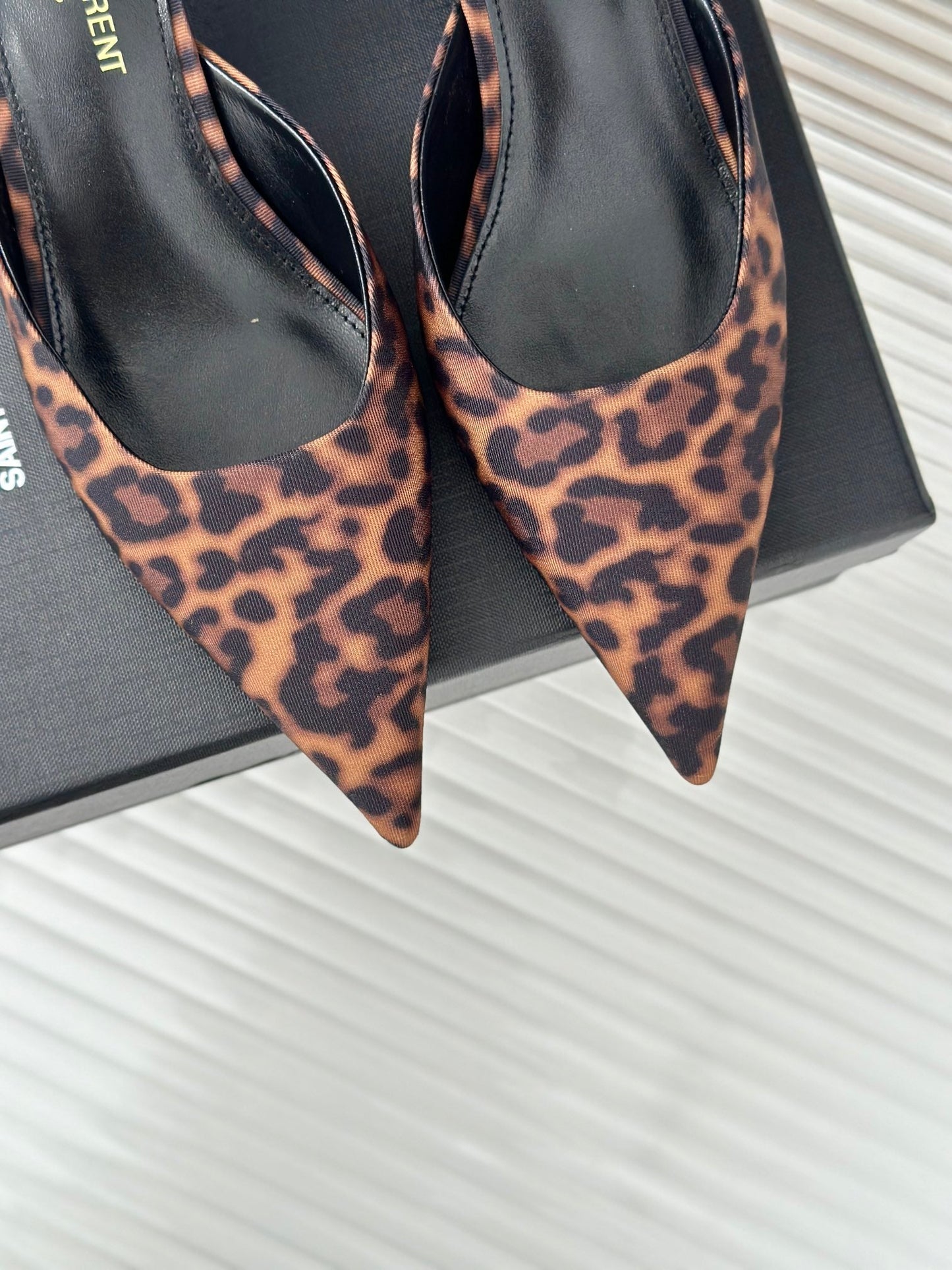 SL BARBARA MULES 55 LEOPARD MOTIF SATIN - 34