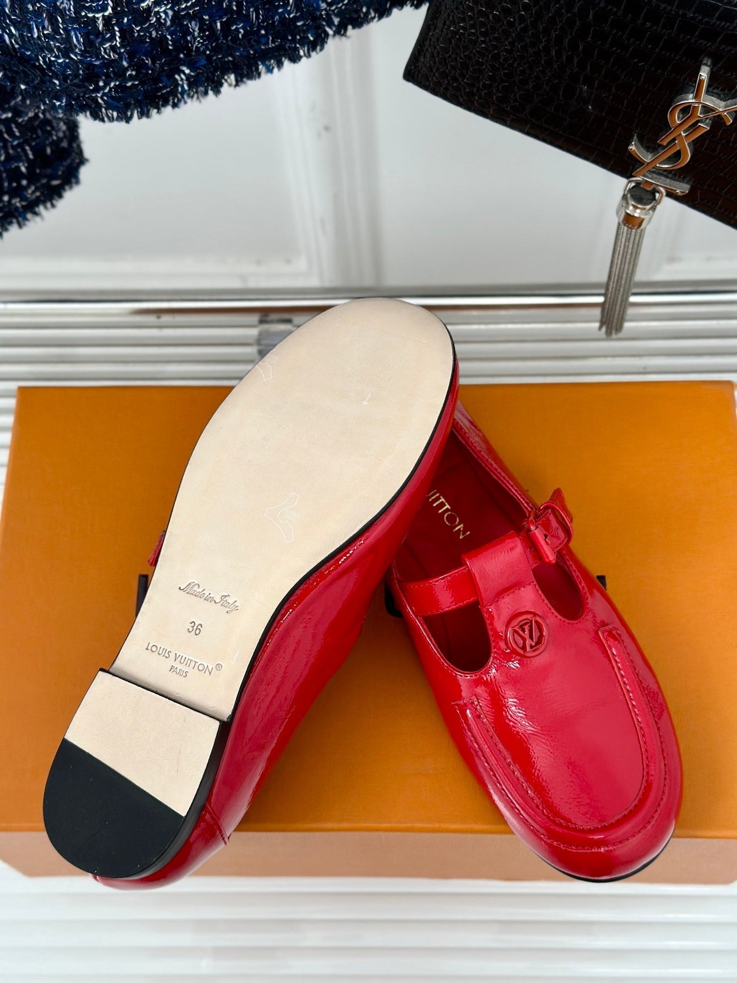 LV WOMEN SOHO FLAT MARY JANE IN CHERRY RED CALFSKIN - 35