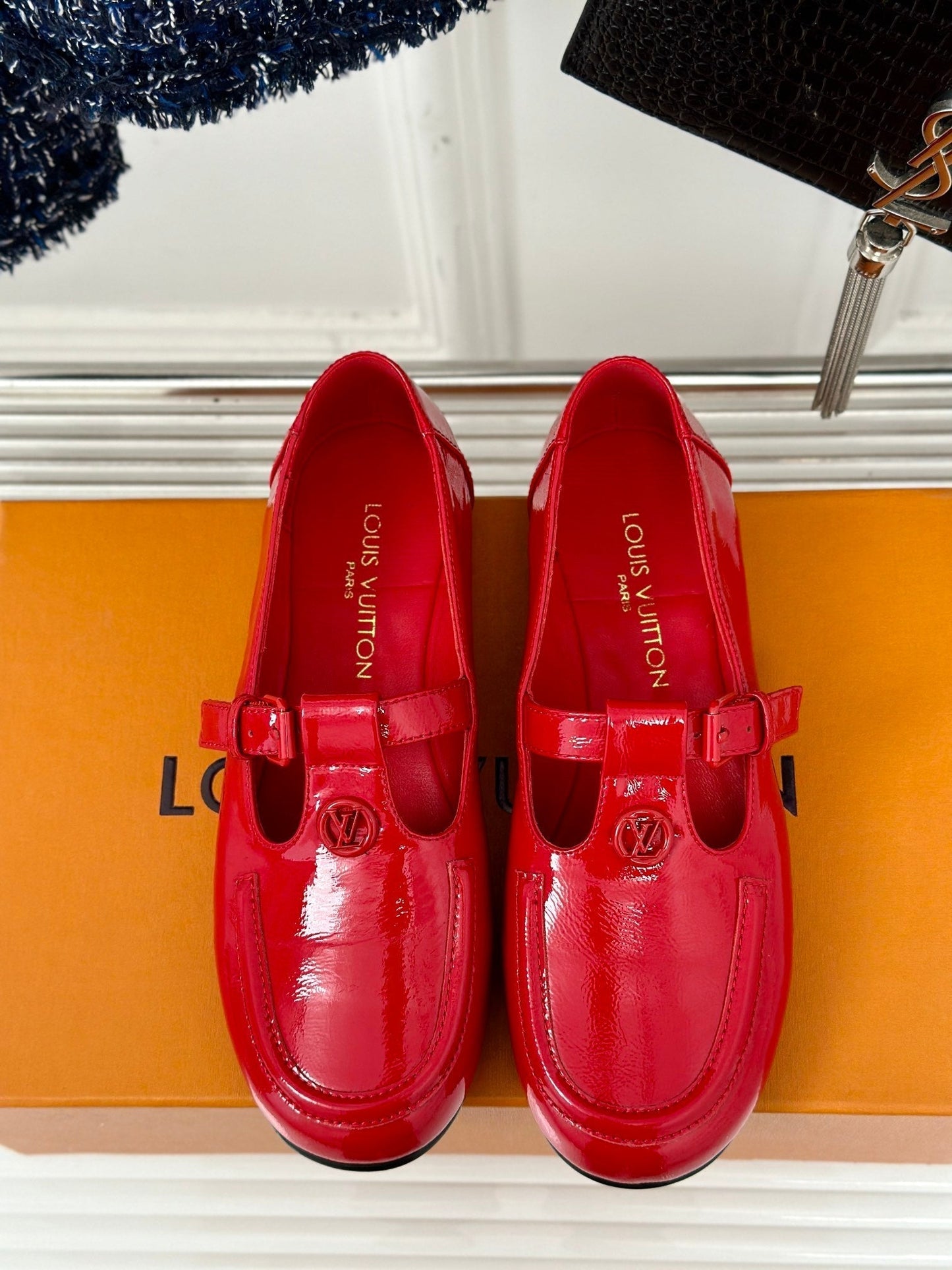 LV WOMEN SOHO FLAT MARY JANE IN CHERRY RED CALFSKIN - 35
